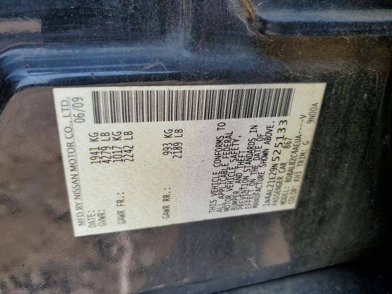 63533076 :رقم المزاد ، 1N4AL21E29N525133 vin ، 2009 Nissan Altima مزاد بيع