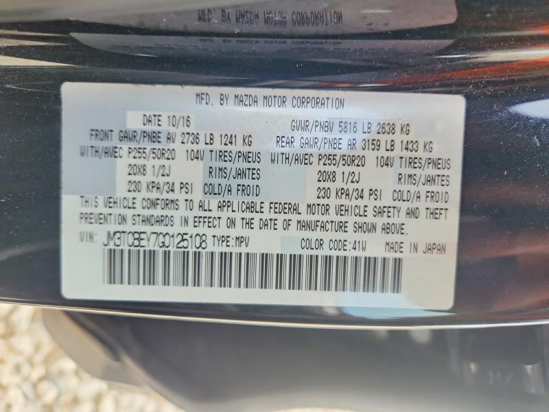 2016 Mazda Cx-9 მანქანა იყიდება აუქციონზე, vin: JM3TCBEY7G0125108, აუქციონის ნომერი: 64333976