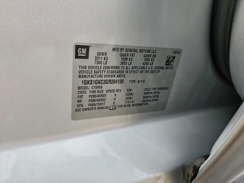 2016 Gmc Yukon Xl მანქანა იყიდება აუქციონზე, vin: 1GKS1GKC3GR284109, აუქციონის ნომერი: 66092396