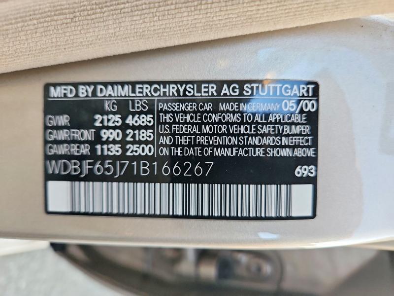 Продаж на аукціоні авто 2001 Mercedes-benz E, vin: WDBJF65J71B166267, номер лоту: 63183056