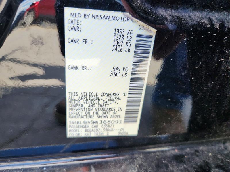 Продаж на аукціоні авто 2021 Nissan Altima, vin: 1N4BL4BV5MN368091, номер лоту: 62759036