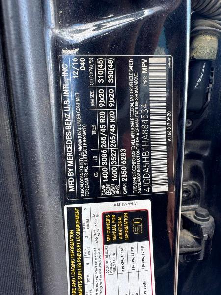 Aukcja sprzedaży 2017 Mercedes-benz Gle, vin: 4JGDA5HB1HA884534, numer aukcji: 65990266