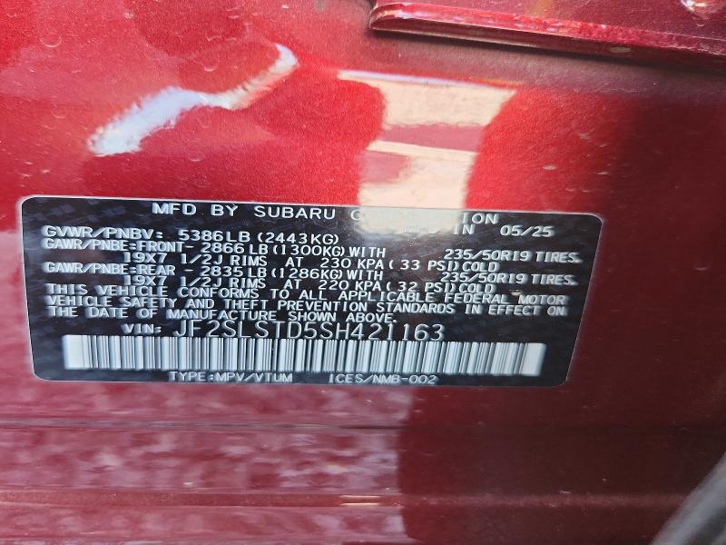 2025 Subaru Forester მანქანა იყიდება აუქციონზე, vin: JF2SLSTD5SH421163, აუქციონის ნომერი: 65273156