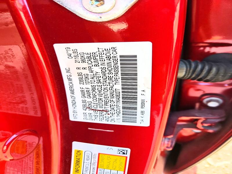 Продаж на аукціоні авто 2019 Honda Accord, vin: 1HGCV1F11KA083277, номер лоту: 66037216
