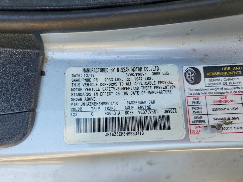 Aukcja sprzedaży 2017 Nissan 370z, vin: JN1AZ4EH6HM953710, numer aukcji: 66398636