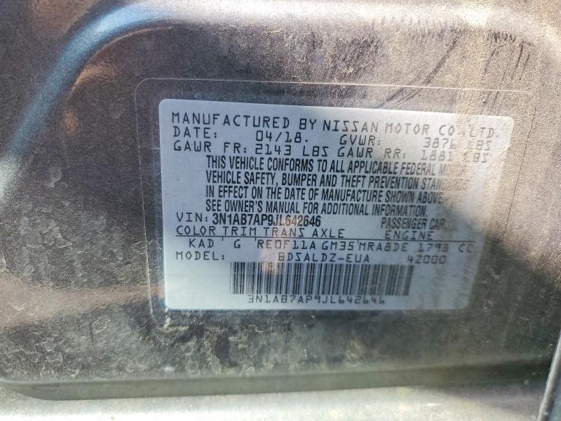 Auction sale of the 2018 Nissan Sentra, vin: 3N1AB7AP9JL642646, lot number: 63608706