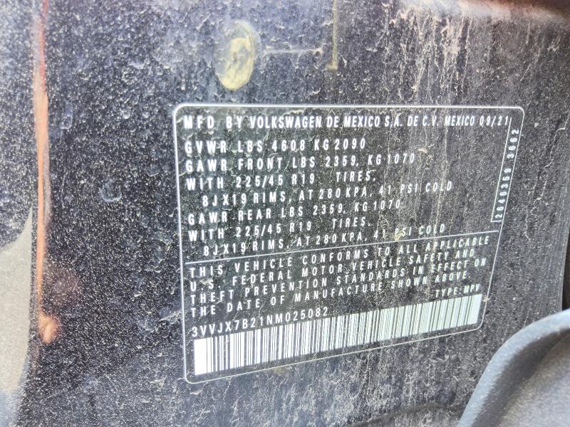 64656316 :رقم المزاد ، 3VVJX7B21NM025082 vin ، 2022 Volkswagen Taos مزاد بيع