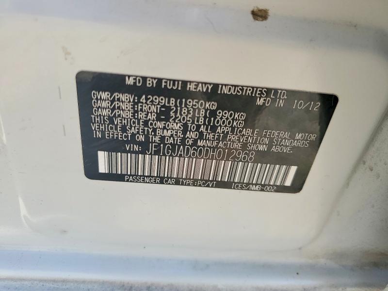 Продаж на аукціоні авто 2013 Subaru Impreza, vin: JF1GJAD60DH012968, номер лоту: 63583276