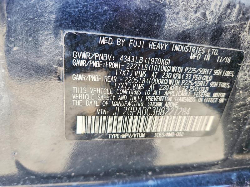 Aukcja sprzedaży 2017 Subaru Crosstrek, vin: JF2GPABC3H8227284, numer aukcji: 65114286