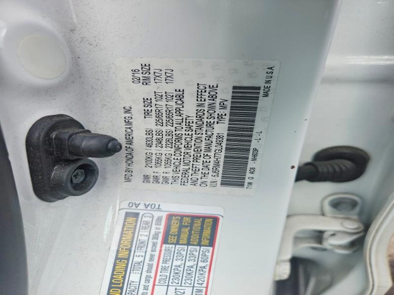 Продаж на аукціоні авто 2016 Honda Cr-v, vin: 5J6RM4H77GL049381, номер лоту: 65198836
