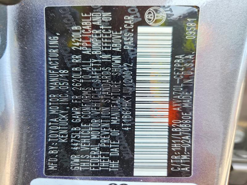 2018 Toyota Camry მანქანა იყიდება აუქციონზე, vin: 4T1B61HK1JU120012, აუქციონის ნომერი: 66349136