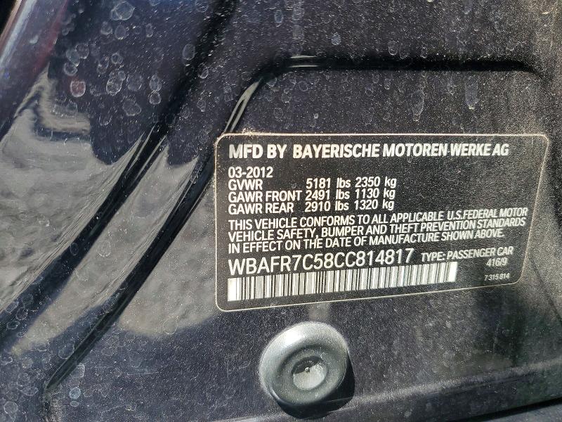 Продажа на аукционе авто 2012 Bmw 535, vin: WBAFR7C58CC814817, номер лота: 65929416