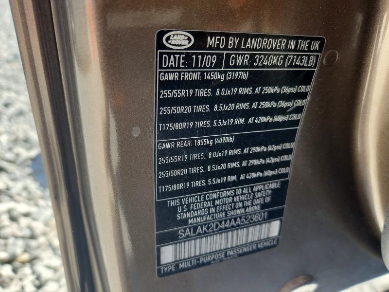 65831736 :رقم المزاد ، SALAK2D44AA523601 vin ، 2010 Land Rover Lr4 مزاد بيع