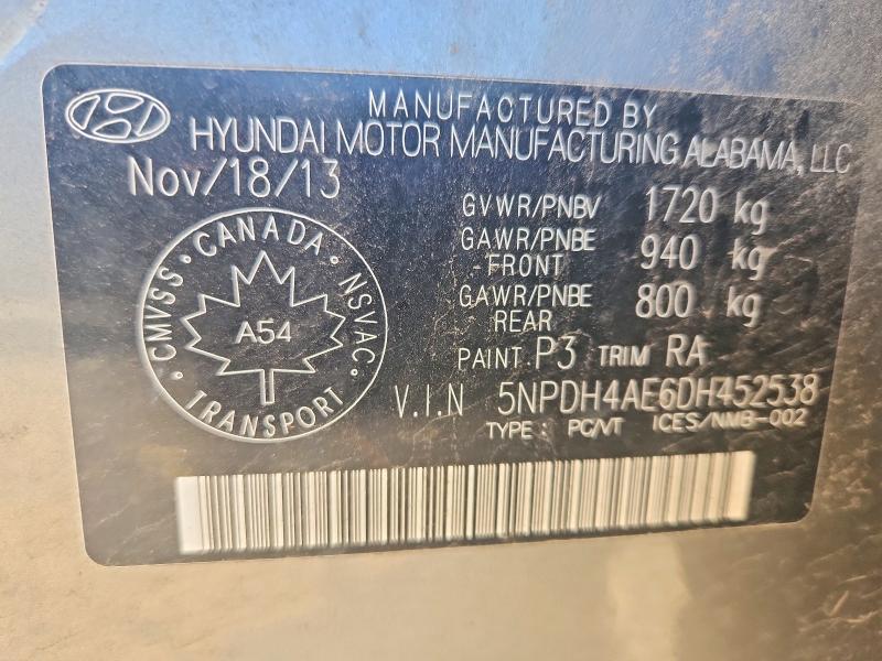 Продаж на аукціоні авто 2013 Hyundai Elantra, vin: 5NPDH4AE6DH452538, номер лоту: 66113076