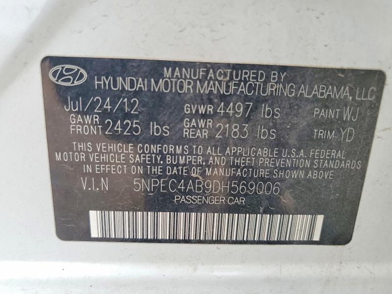 65037306 :رقم المزاد ، 5NPEC4AB9DH569006 vin ، 2013 Hyundai Sonata مزاد بيع