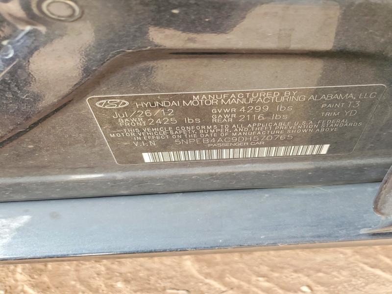 63418396 :رقم المزاد ، 5NPEB4AC9DH570765 vin ، 2013 Hyundai Sonata مزاد بيع