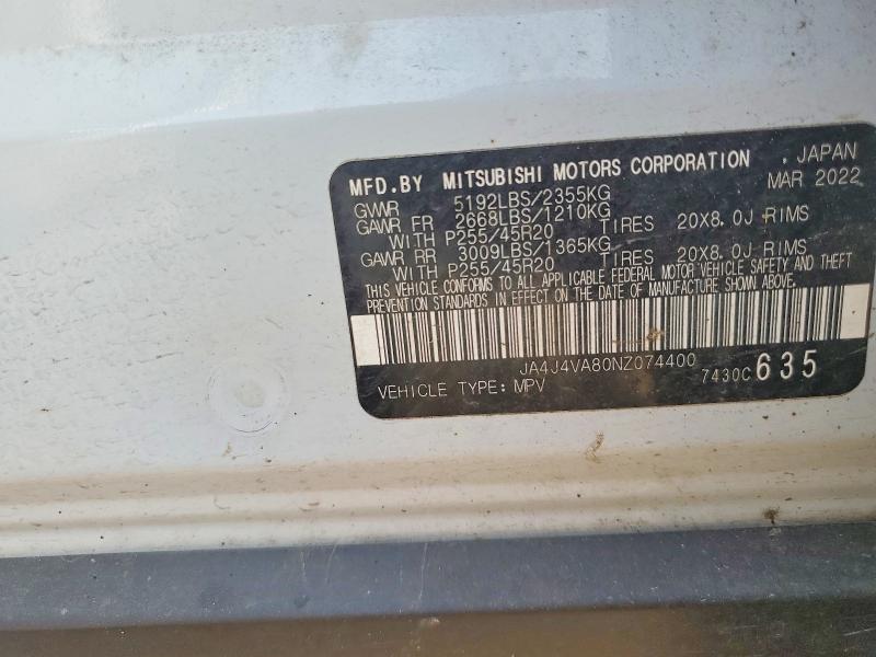 Aukcja sprzedaży 2022 Mitsubishi Outlander, vin: JA4J4VA80NZ074400, numer aukcji: 66303776