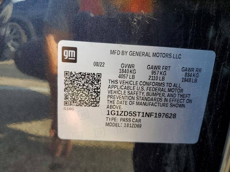 Продажа на аукционе авто 2022 Chevrolet Malibu, vin: 1G1ZD5ST1NF197628, номер лота: 63611246
