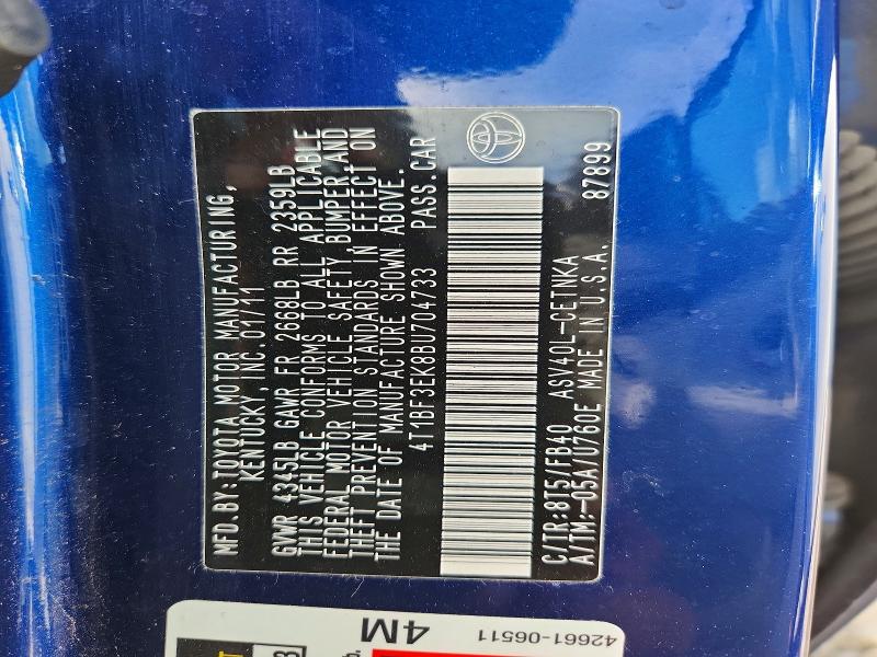 Продажа на аукционе авто 2011 Toyota Camry, vin: 4T1BF3EK8BU704733, номер лота: 63664776
