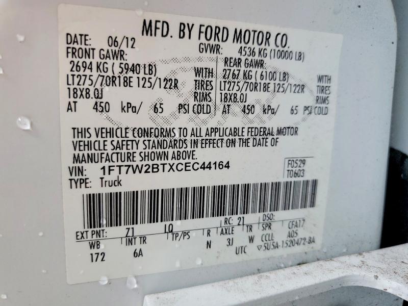 Aukcja sprzedaży 2012 Ford F250, vin: 1FT7W2BTXCEC44164, numer aukcji: 64367446