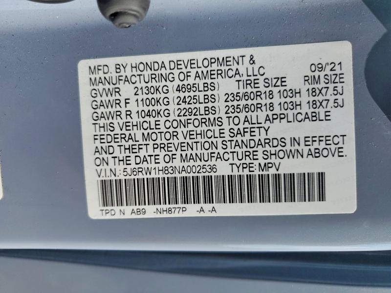 Aukcja sprzedaży 2022 Honda Cr-v, vin: 5J6RW1H83NA002536, numer aukcji: 64715806