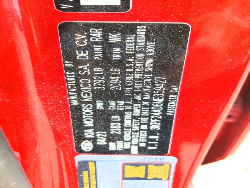 Aukcja sprzedaży 2021 Kia Forte, vin: 3KPF24AD6ME359427, numer aukcji: 64012116