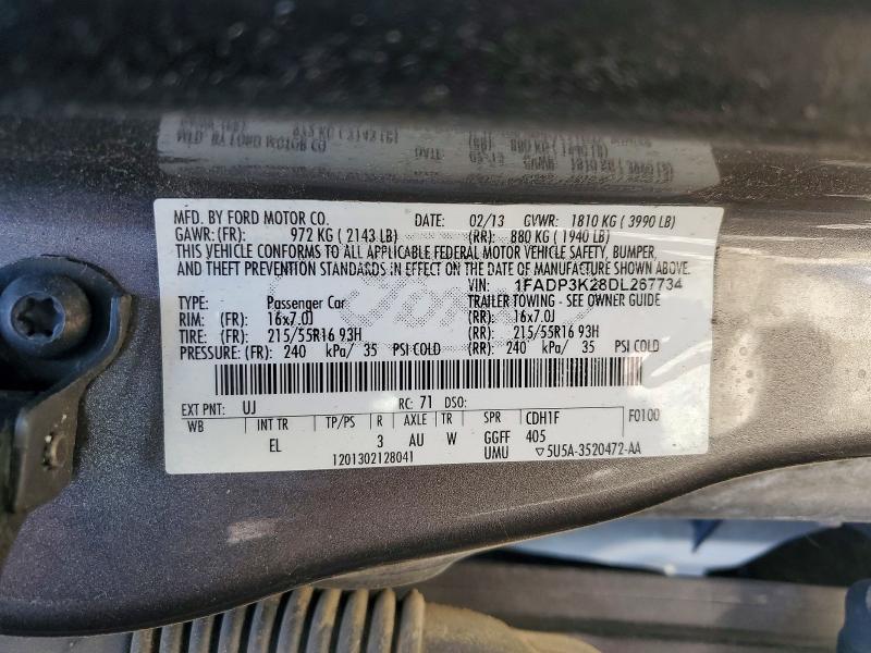 65741216 :رقم المزاد ، 1FADP3K28DL267734 vin ، 2013 Ford Focus مزاد بيع