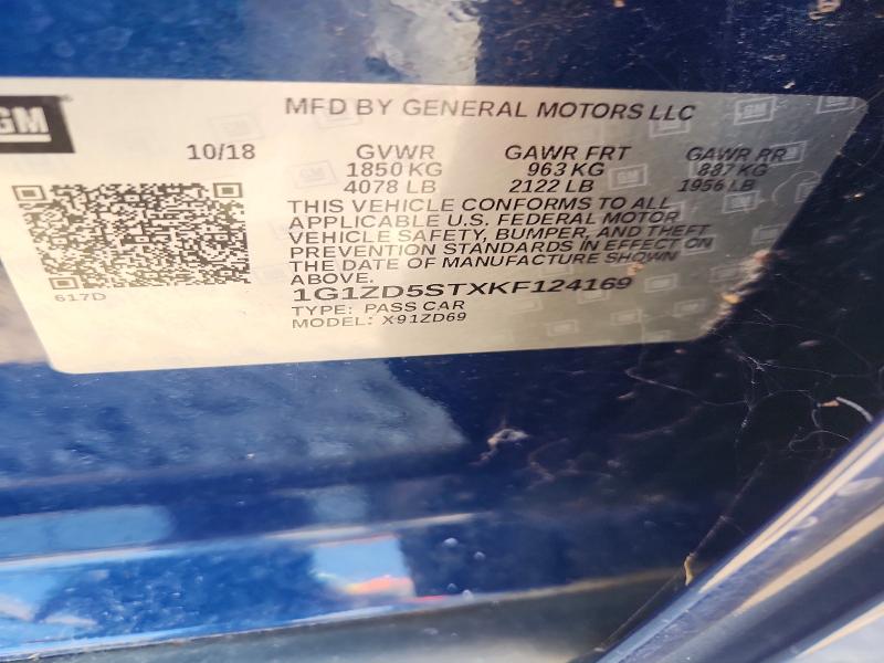 66608756 :رقم المزاد ، 1G1ZD5STXKF124169 vin ، 2019 Chevrolet Malibu مزاد بيع