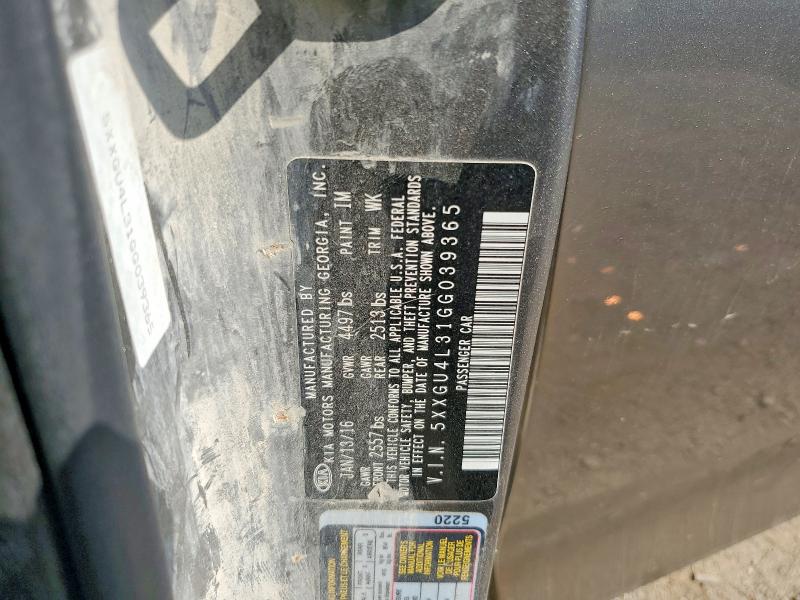 Продаж на аукціоні авто 2016 Kia Optima, vin: 5XXGU4L31GG039365, номер лоту: 66796146