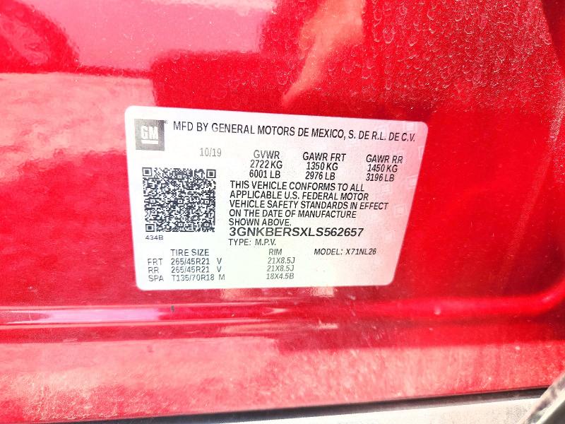 Aukcja sprzedaży 2020 Chevrolet Blazer, vin: 3GNKBERSXLS562657, numer aukcji: 65840886