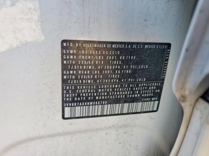 66059456 :رقم المزاد ، 3VV8B7AX6NM066799 vin ، 2022 Volkswagen Tiguan مزاد بيع