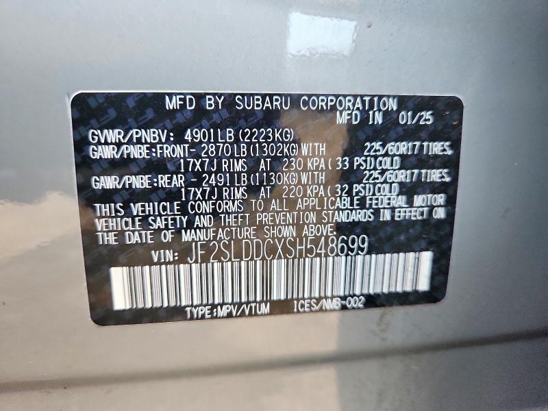 Aukcja sprzedaży 2025 Subaru Forester, vin: JF2SLDDCXSH548699, numer aukcji: 63530916