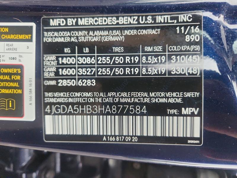 Продаж на аукціоні авто 2017 Mercedes-benz Gle, vin: 4JGDA5HB3HA877584, номер лоту: 65334356