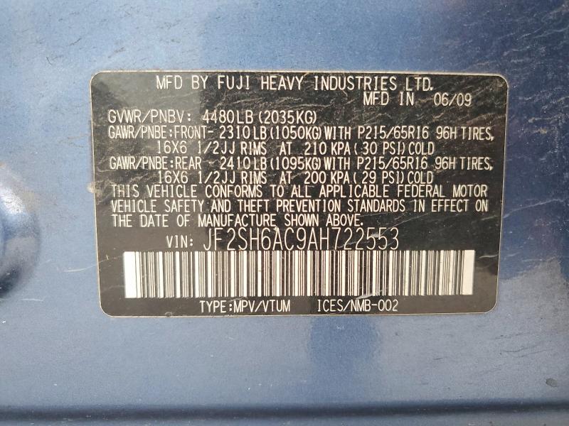 Продажа на аукционе авто 2010 Subaru Forester, vin: JF2SH6AC9AH722553, номер лота: 63489826