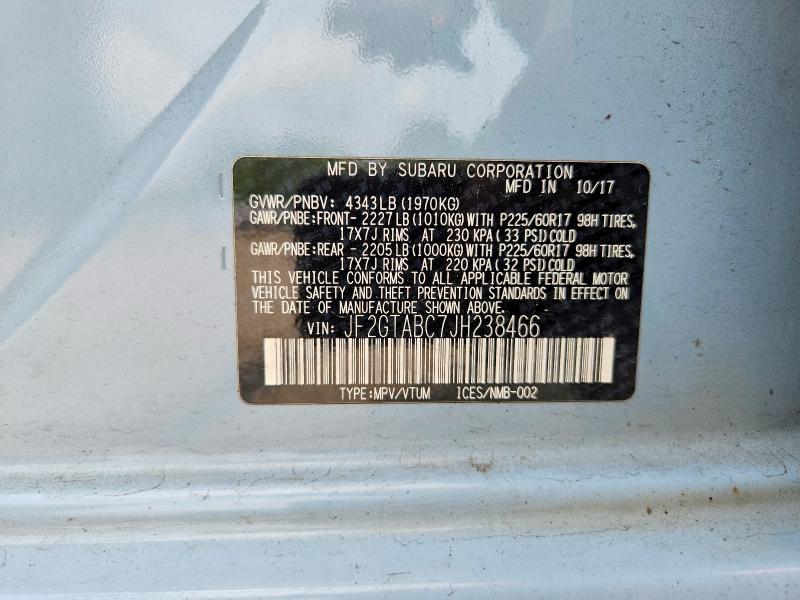64682776 :رقم المزاد ، JF2GTABC7JH238466 vin ، 2018 Subaru Crosstrek مزاد بيع