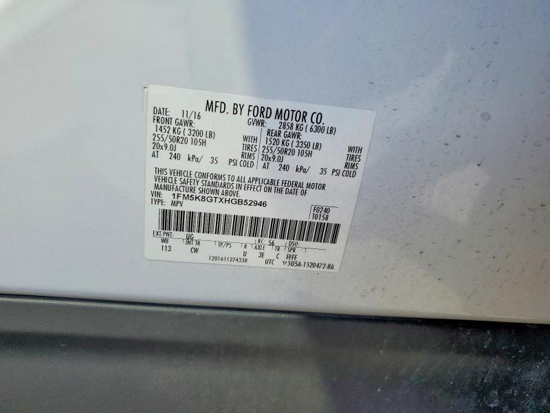 Продажа на аукционе авто 2017 Ford Explorer, vin: 1FM5K8GTXHGB52946, номер лота: 65605286