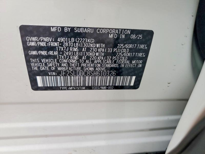 Продажа на аукционе авто 2025 Subaru Forester, vin: JF2SLDDC8SH610326, номер лота: 65633606