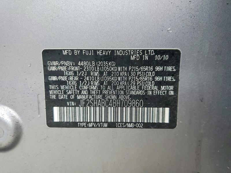 Продаж на аукціоні авто 2011 Subaru Forester, vin: JF2SHABC4BH709860, номер лоту: 67012896