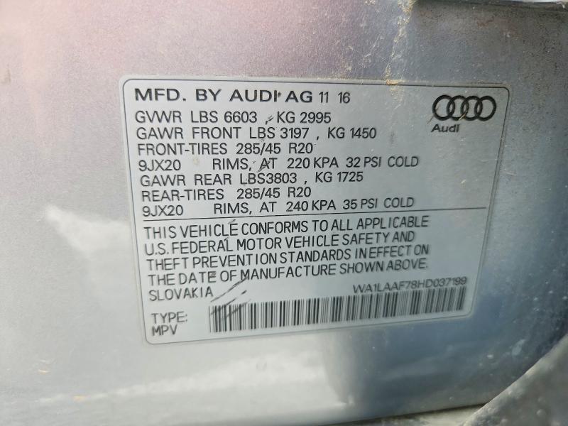 Продаж на аукціоні авто 2017 Audi Q7, vin: WA1LAAF78HD037199, номер лоту: 64467326