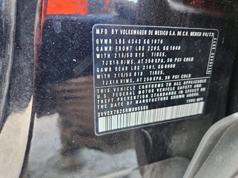 2024 Volkswagen Taos მანქანა იყიდება აუქციონზე, vin: 3VVEX7B25RM005585, აუქციონის ნომერი: 65992116