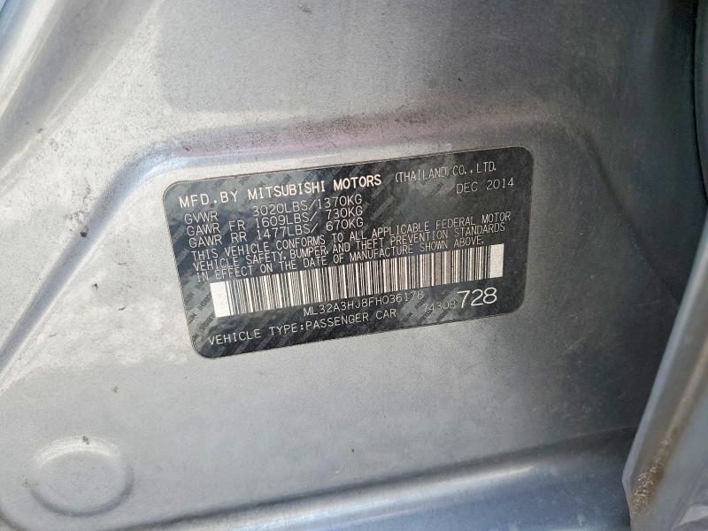 Продаж на аукціоні авто 2015 Mitsubishi Mirage, vin: ML32A3HJ8FH036178, номер лоту: 64766326