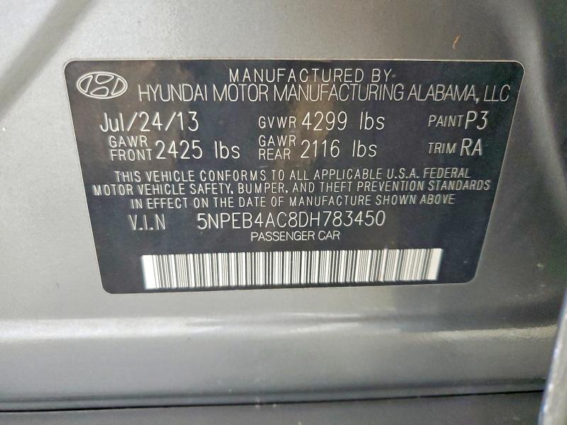 64200316 :رقم المزاد ، 5NPEB4AC8DH783450 vin ، 2013 Hyundai Sonata مزاد بيع