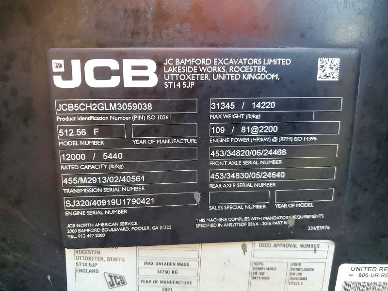Продаж на аукціоні авто 2021 Jcb Agriculture And Farm Equipment, vin: JCB5CH2GLM3059038, номер лоту: 64474686