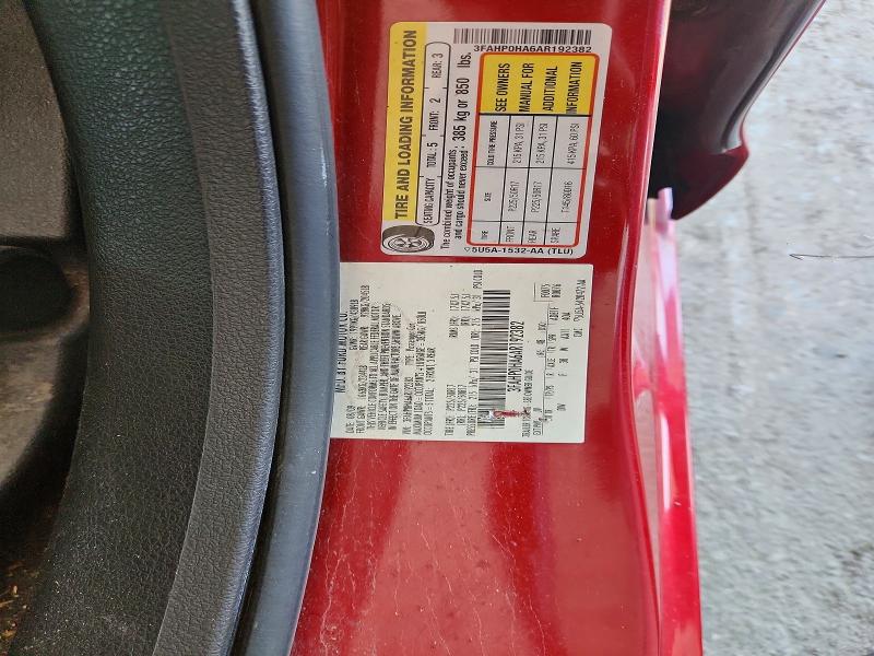 63236906 :رقم المزاد ، 3FAHP0HA6AR192382 vin ، 2010 Ford Fusion مزاد بيع