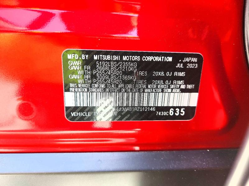 Aukcja sprzedaży 2024 Mitsubishi Outlander, vin: JA4J3WA81RZ012146, numer aukcji: 64811736