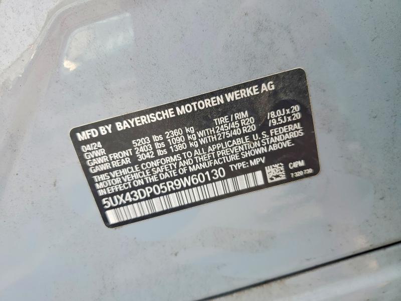 63893536 :رقم المزاد ، 5UX43DP05R9W60130 vin ، 2024 Bmw X3 مزاد بيع