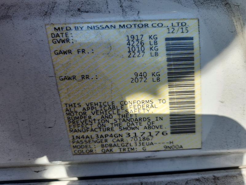 Продаж на аукціоні авто 2016 Nissan Altima, vin: 1N4AL3AP4GN317176, номер лоту: 65902746