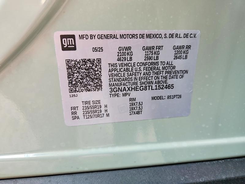 63481596 :رقم المزاد ، 3GNAXHEG8TL152465 vin ، 2026 Chevrolet Equinox مزاد بيع