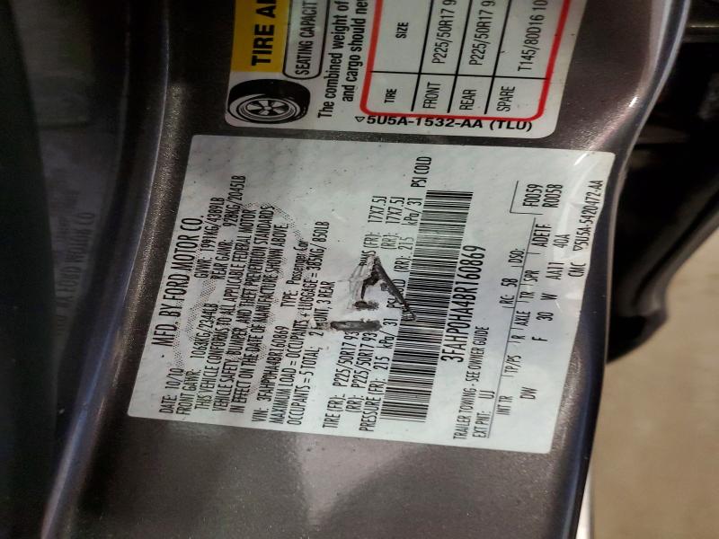 Aukcja sprzedaży 2011 Ford Fusion, vin: 3FAHP0HA4BR160869, numer aukcji: 66131076
