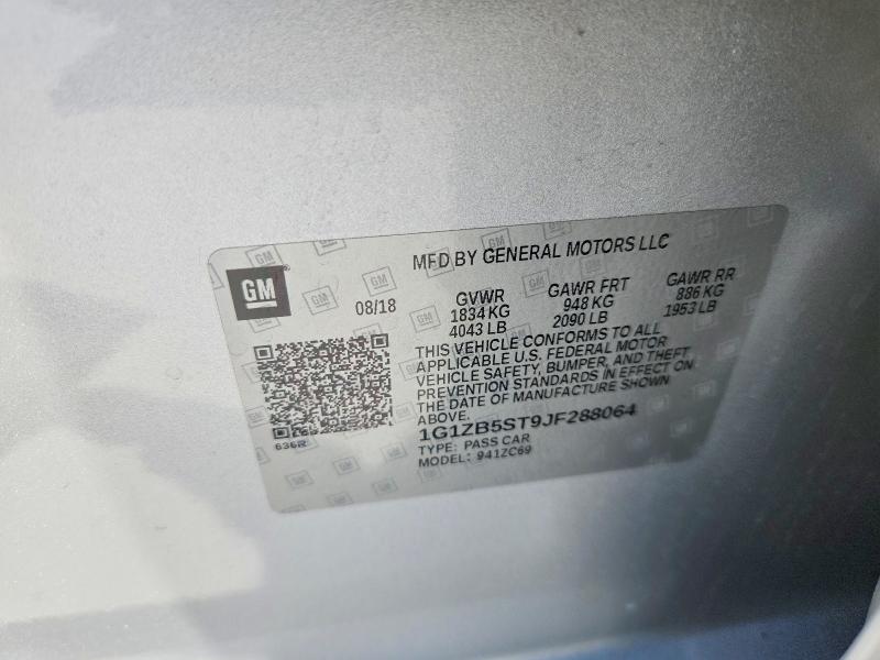 64759626 :رقم المزاد ، 1G1ZB5ST9JF288064 vin ، 2018 Chevrolet Malibu مزاد بيع